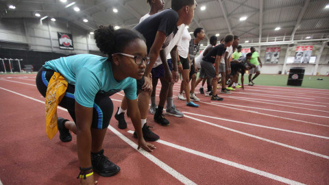 Members getting ready to race in French Field House PDF cover