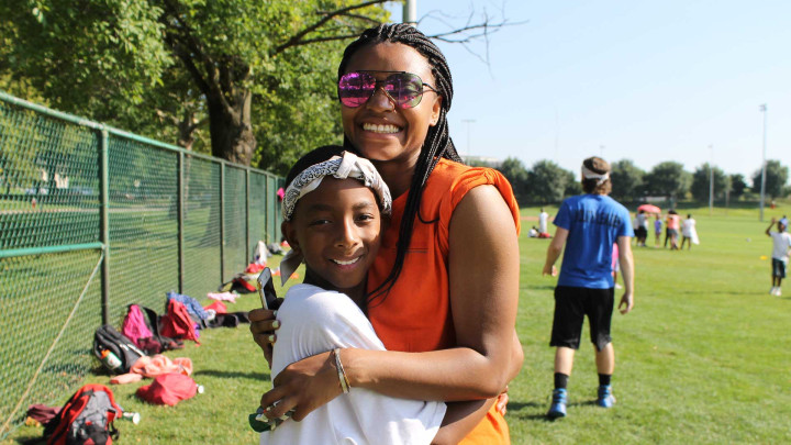 People hugging and smiling