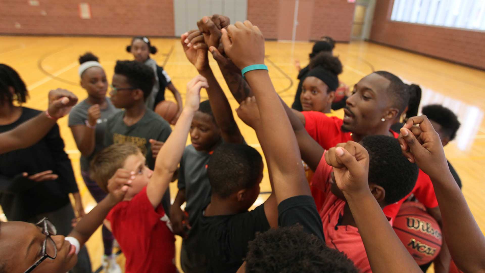 Group Huddle before basketball game